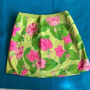Girls Lilly Pulitzer Floral Green and Pink Skirt